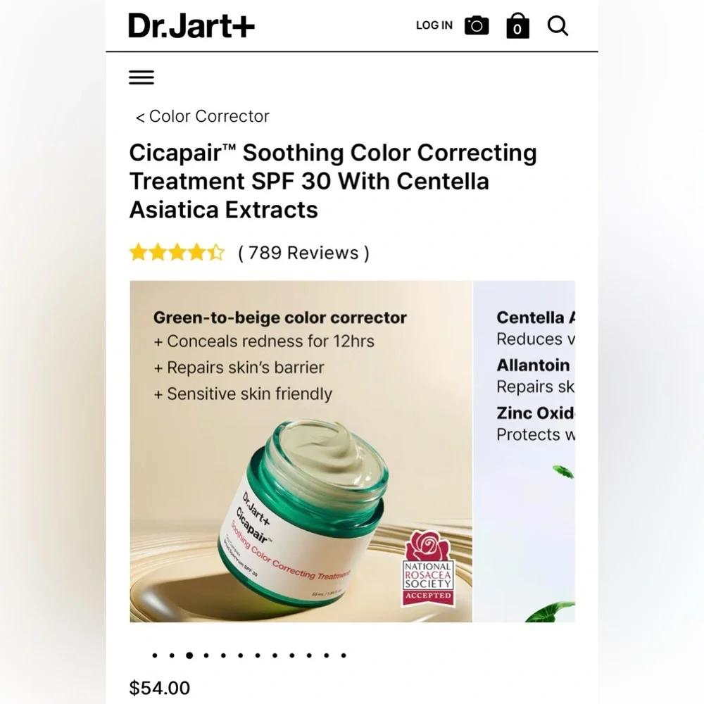 Dr.Jart+ Cicapair Tiger Grass Color Correcting Treatment - Green and White